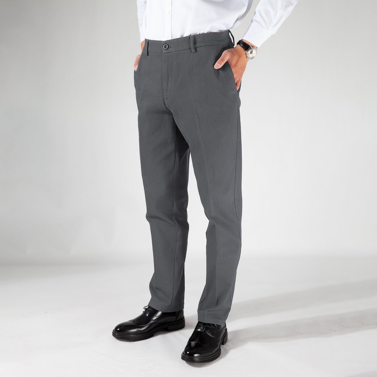 Men's Pure Cotton Business Suit Trousers for Autumn and Winter