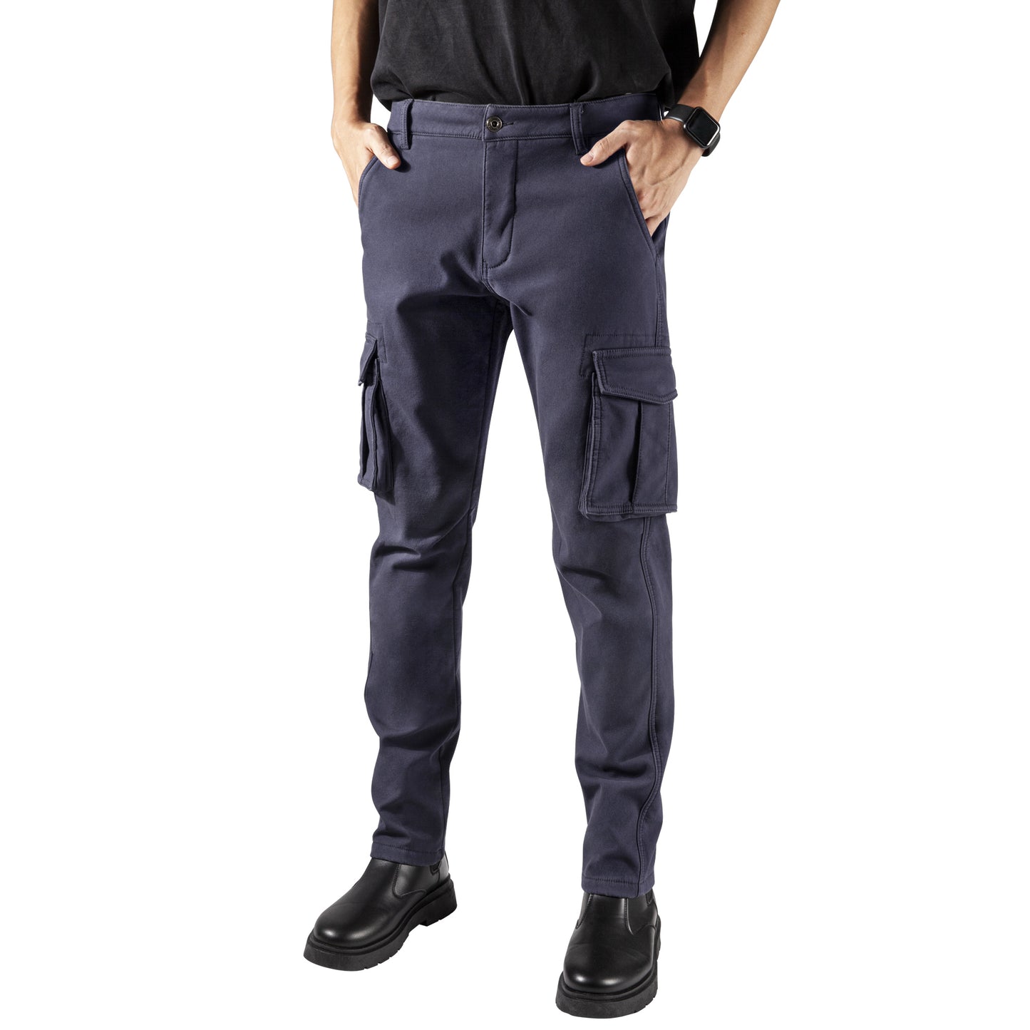 Men's Cotton Thickened Casual Work Trousers for Autumn and Winter